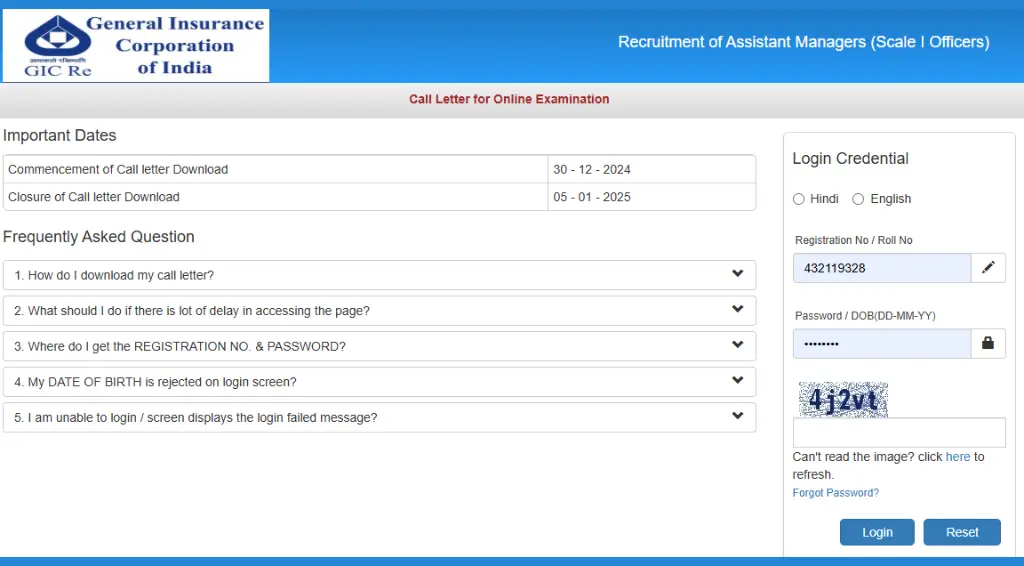 GIC Assistant Manager Admit Card 2025 OUT for Written Exam, Download Link